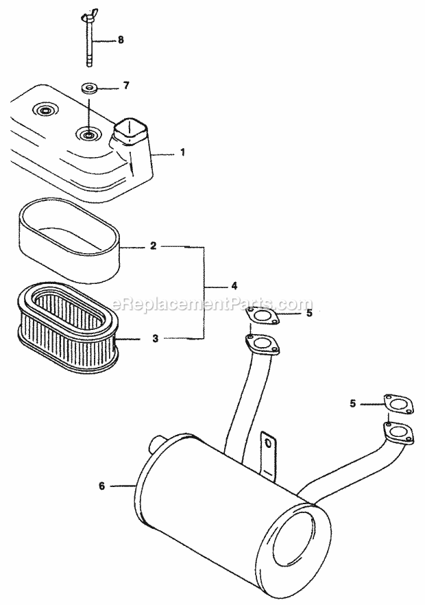 Air Filter/Muffler Diagram and Parts List for Z54L 53AC365K100 Cub Cadet Lawn Mower